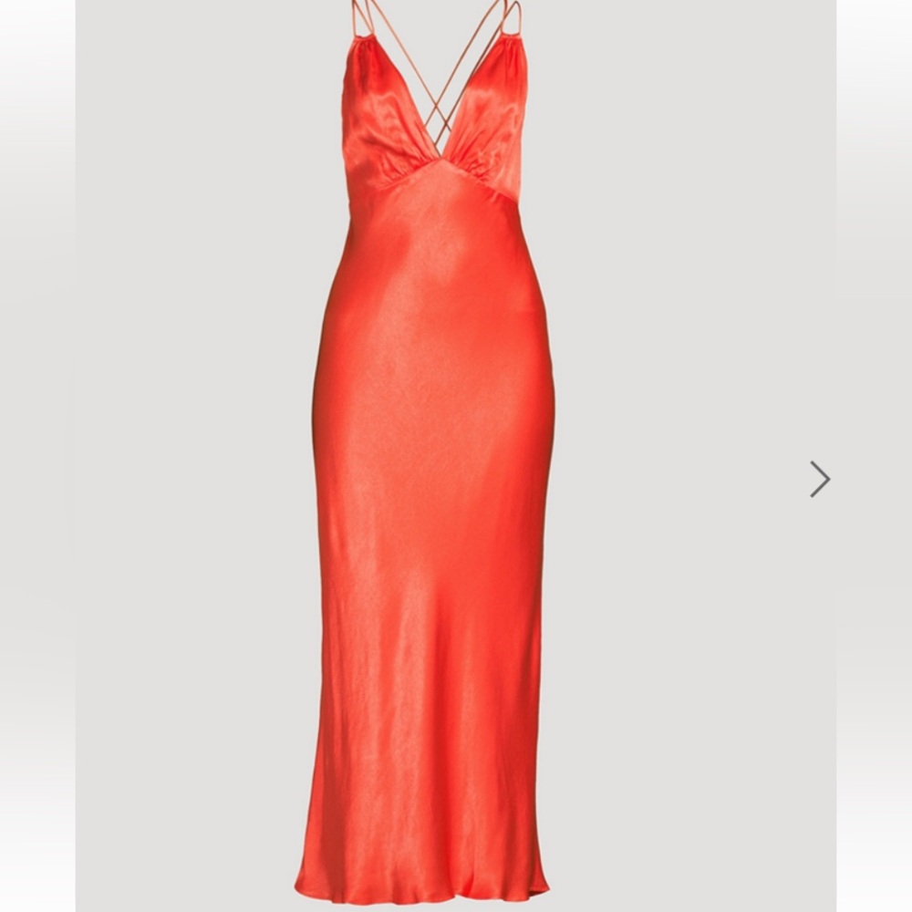 Shona Joy Mia bias cut satin dress in hibiscus orange